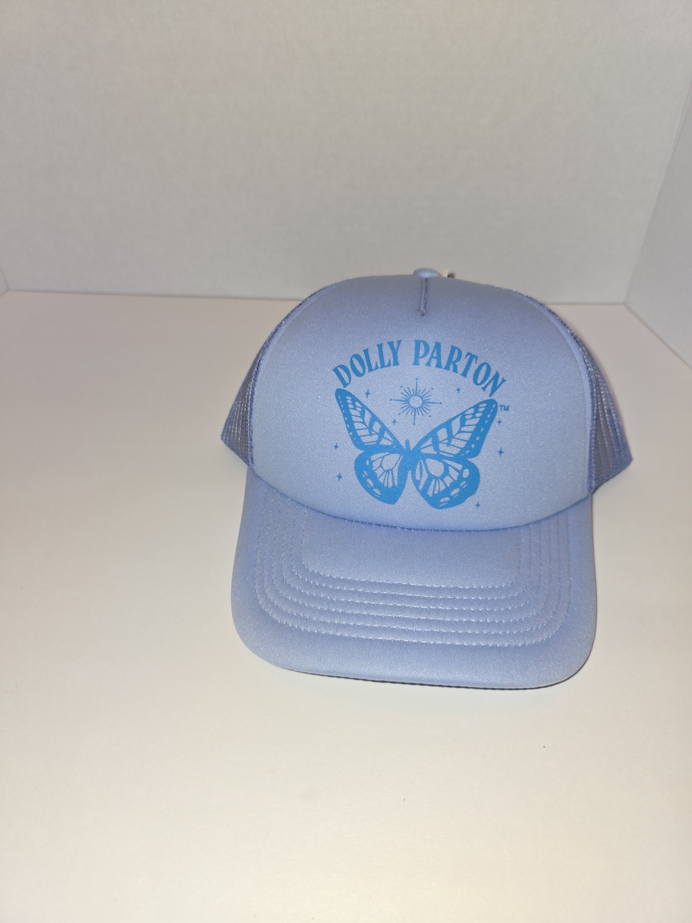 Dolly Parton Light Blue Butterfly Trucker Hat